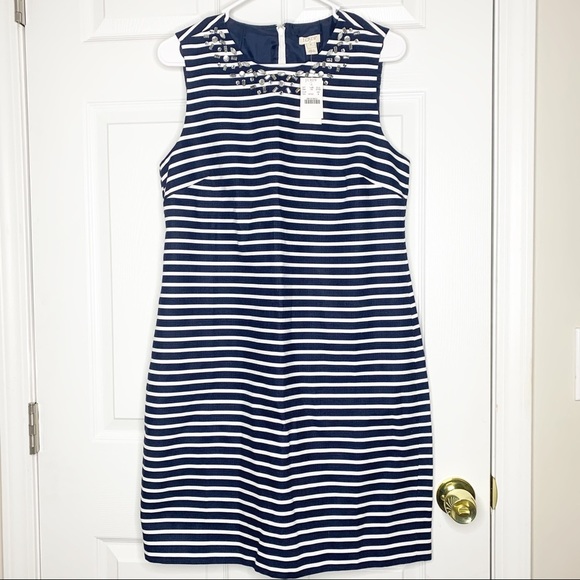 J. Crew factory embellished sheath stripe dress - Picture 1 of 5